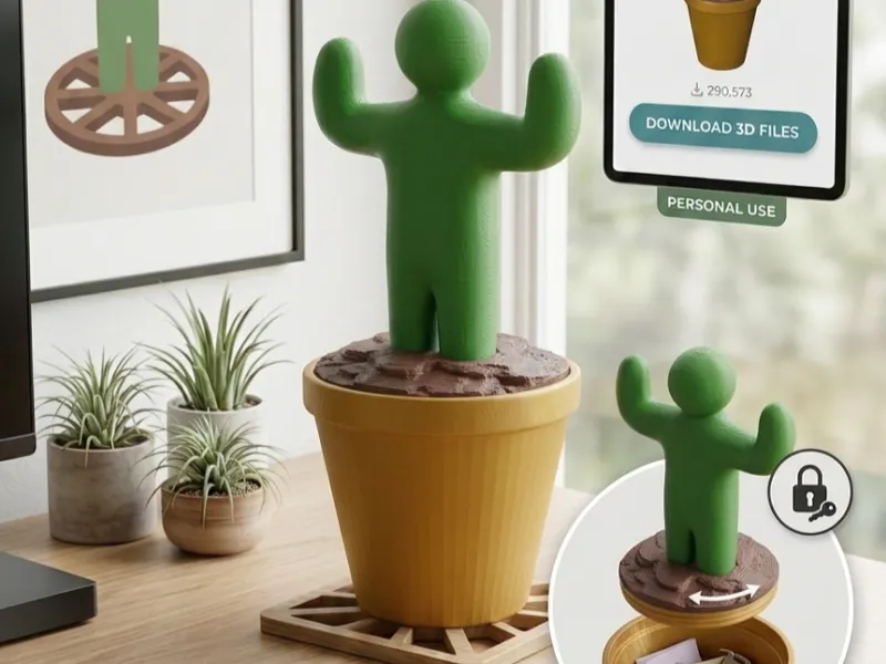 Cacheur Cactus - Pot de Cachette Secret à Compartiment Caché