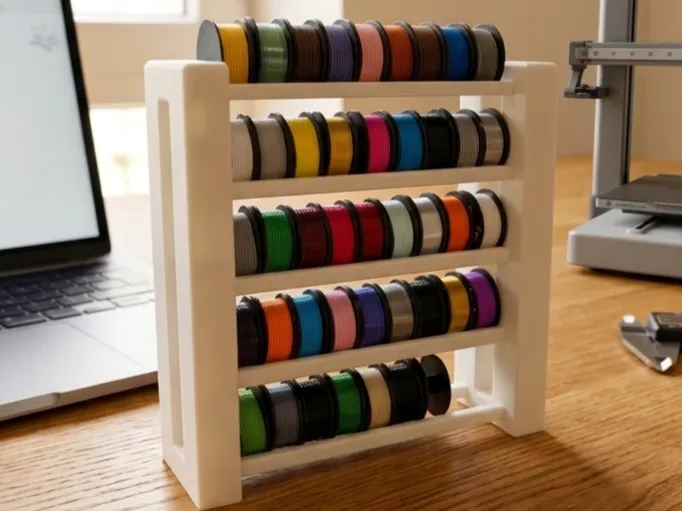 Prateleira Personalizável para Mini Bobinas de Amostras de Filamento