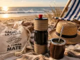 Barrel-Shaped Yerba Mate and Sugar Container with 3 Compartments and Lid-0