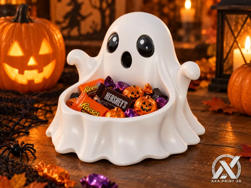 Chibi Ghost Trinket Bowl STL, Halloween Candy Dish