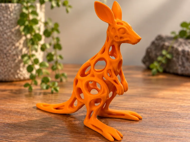 Voronoi Kangaroo – Escultura Moderna de Animal Impressa em 3D