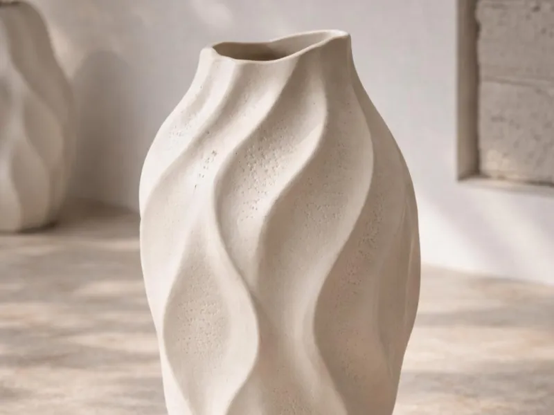 Organic Twist Vase — Sculptural Wave Form | Flowing Ribbed T