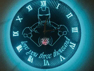 Colorful hollow Iron Man clock light