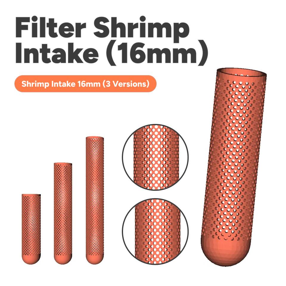 Aquarium filter shrimp intake 16mm (Round and hexagonal hole