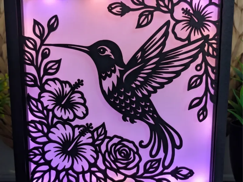 Beija-flor e Hibisco - Painel de Inserção Modular para Caixa de Luz