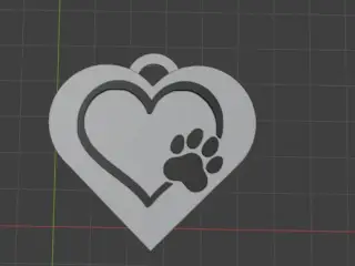 Keychain hart with dog paw