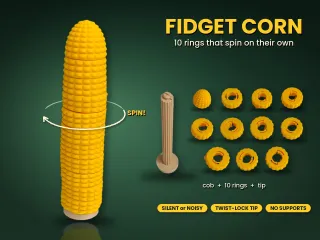Fidget Corn – Stress-Relief Corn Cob with 10 Spinning Rings