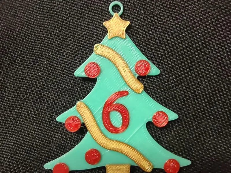6 Number - Christmas Tree with Baubles, Tinsels and Star