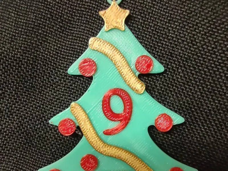 9 Number - Christmas Tree with Baubles, Tinsels and Star