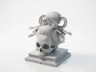 Geisha Skull Sculpture Japanese Art 3D Printable