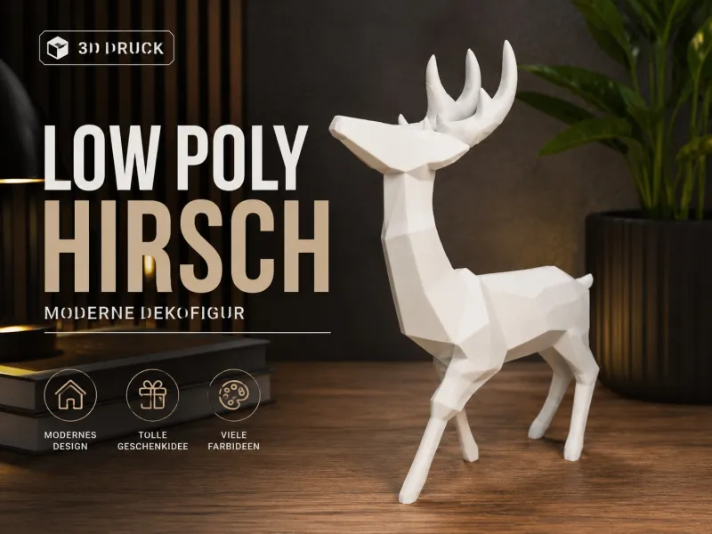 🦌 Low-Poly-Hirsch – Moderne geometrische Dekorationsfigur