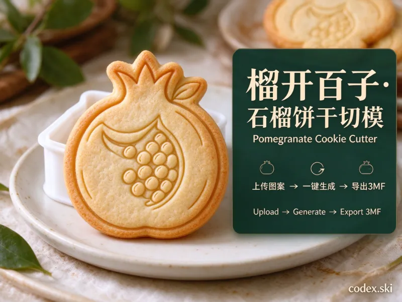 榴开百子中秋石榴饼干切模 · Pomegranate Cookie Cutter