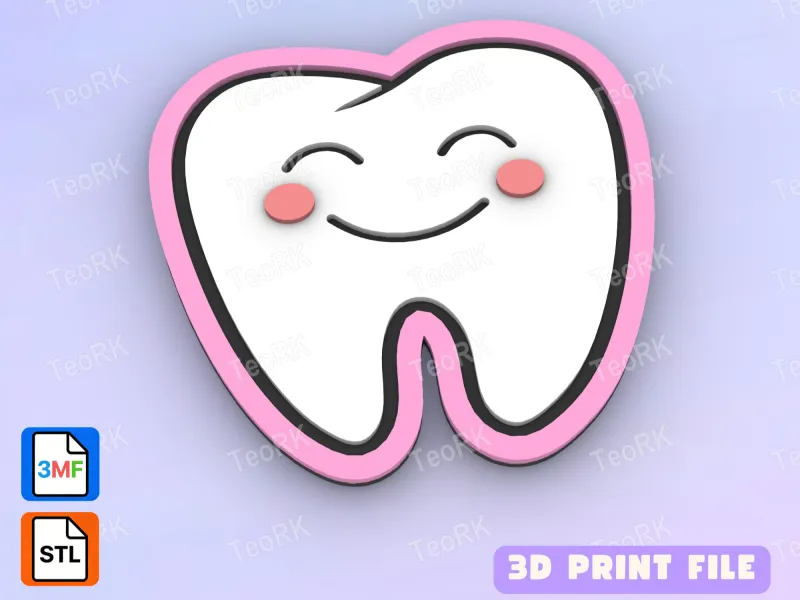 Badge Reel Topper Flat Back Happy tooth