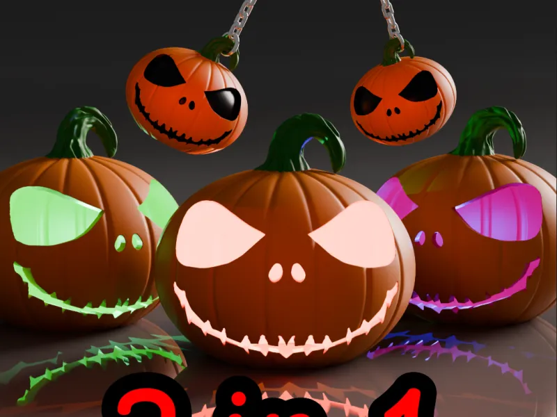 Halloween Jack O Lantern Pumpkin & Keychain