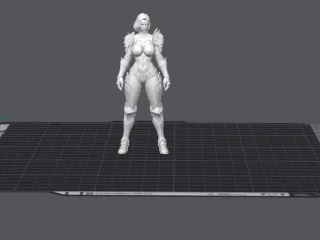 sexy woman with big breasts in battle armor