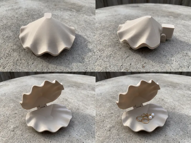 Clam Shell Trinket Box - Hinged, Ruffled Scallop