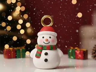 Snowman Christmas Ornament Keychain