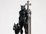 4230 Werewolf Howling   Minimalist Statue   STL  DND  ARTE-0