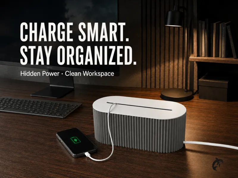 Cable Management Box | Power Strip & Charging Organizer