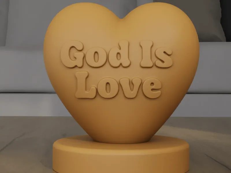 God Is Love Heart 3D Print Model