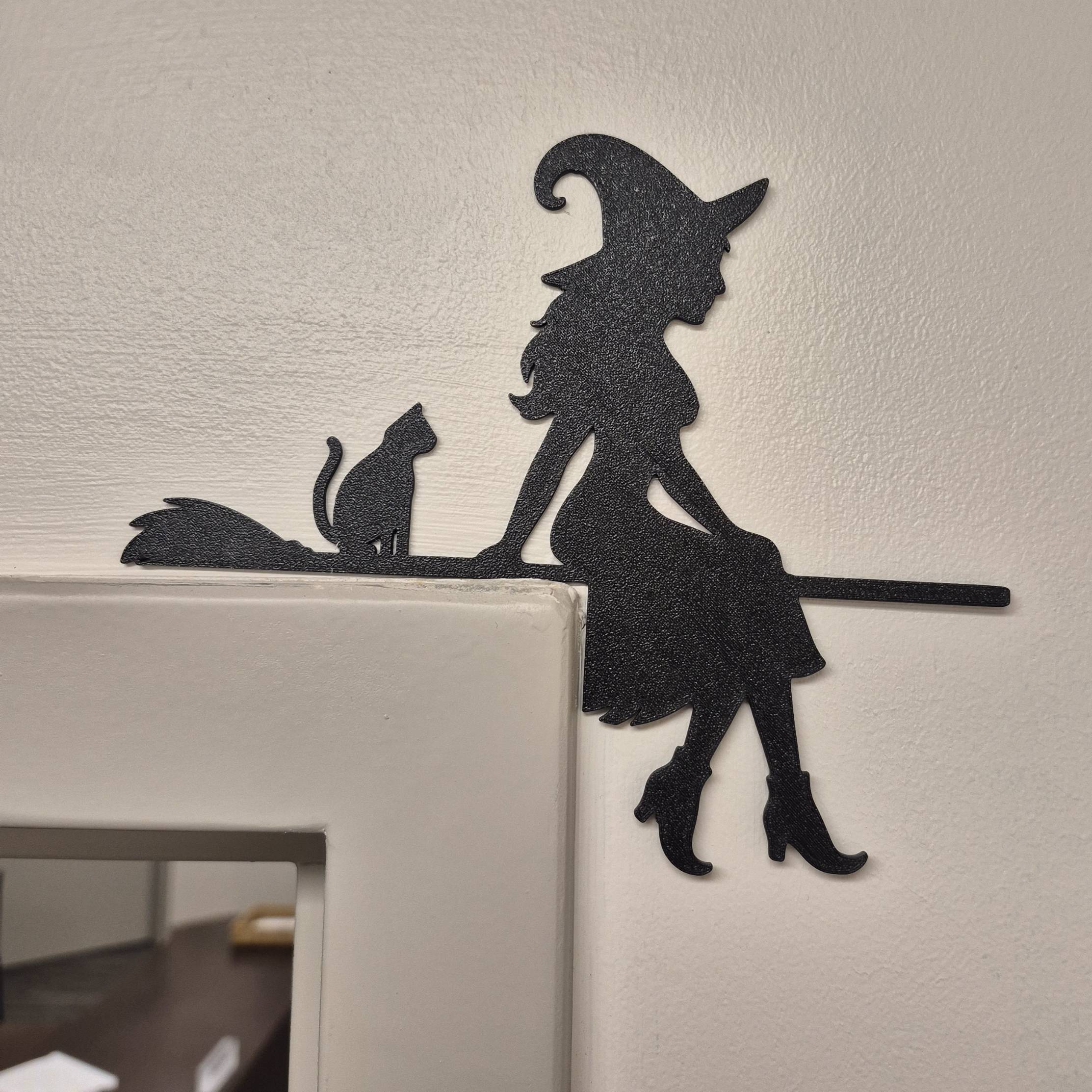 Witch and Black Cat Halloween Door Decor - Wall Art