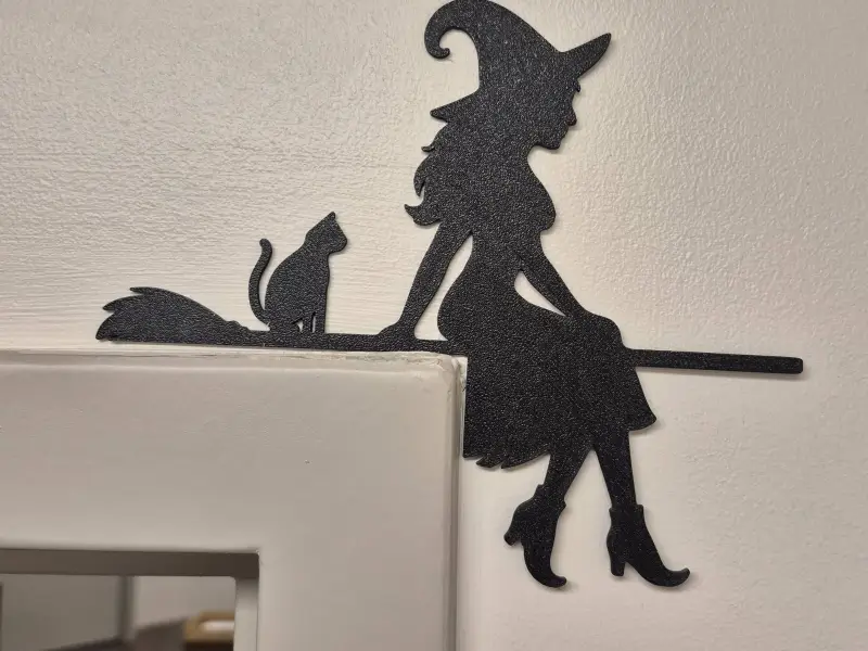 Witch and Black Cat Halloween Door Decor - Wall Art