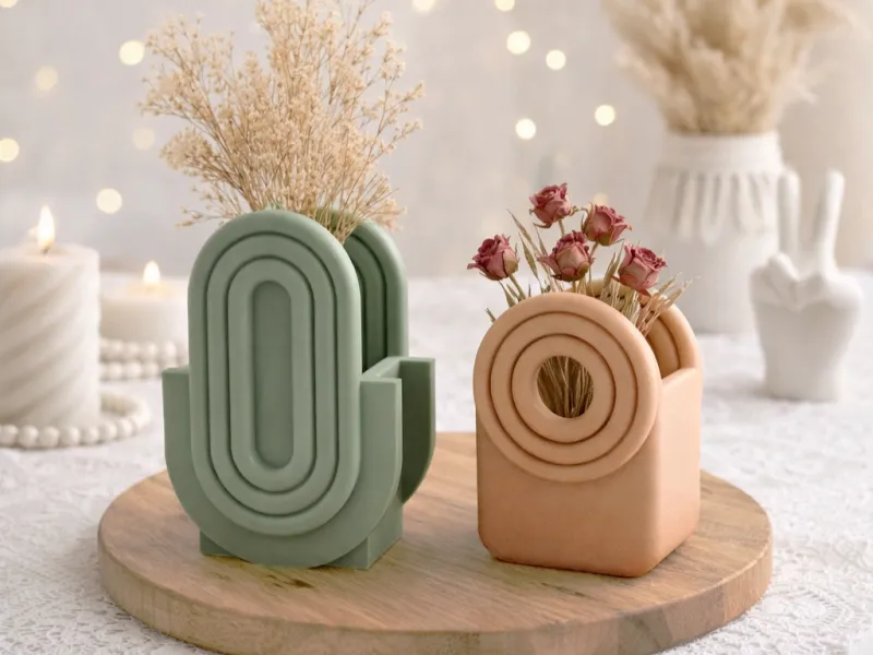 Modern Nordic Arc &amp; Circle Vase Set, Geometric Vases