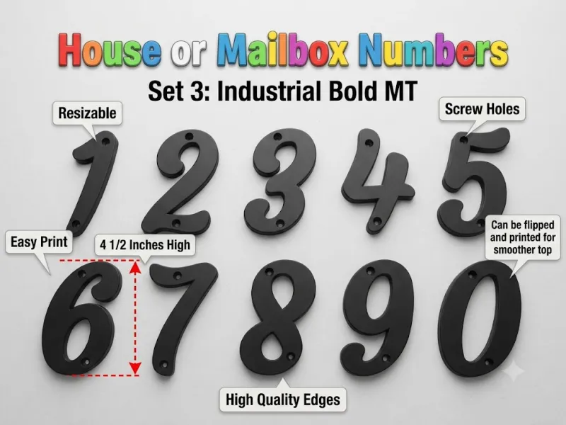House or Mailbox Numbers - Set 3: Industrial Bold MT