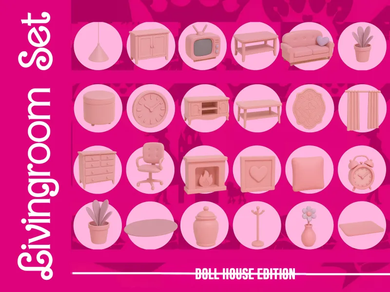 Puppen- und Barbiehaus-Serie – Wohnzimmer-Set/Zubehör