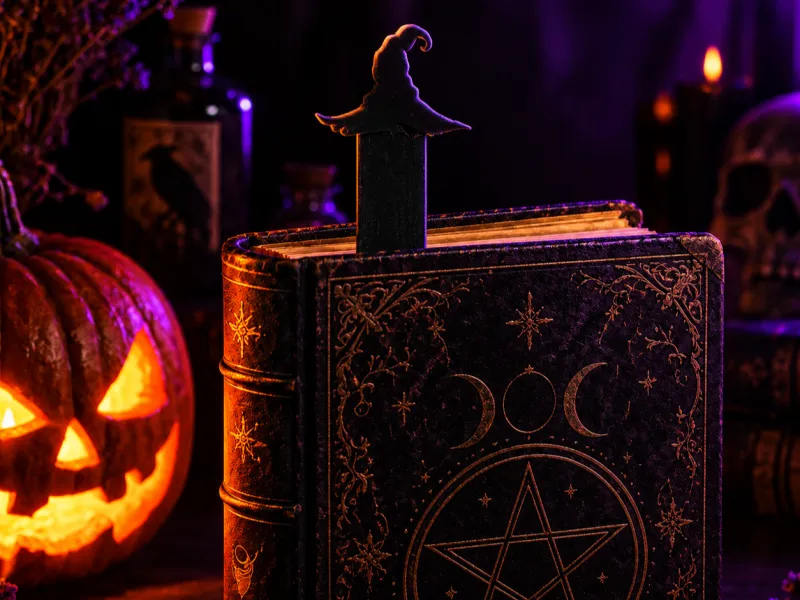 Segnalibro a forma di cappello da mago con fibbia - Edizione Halloween