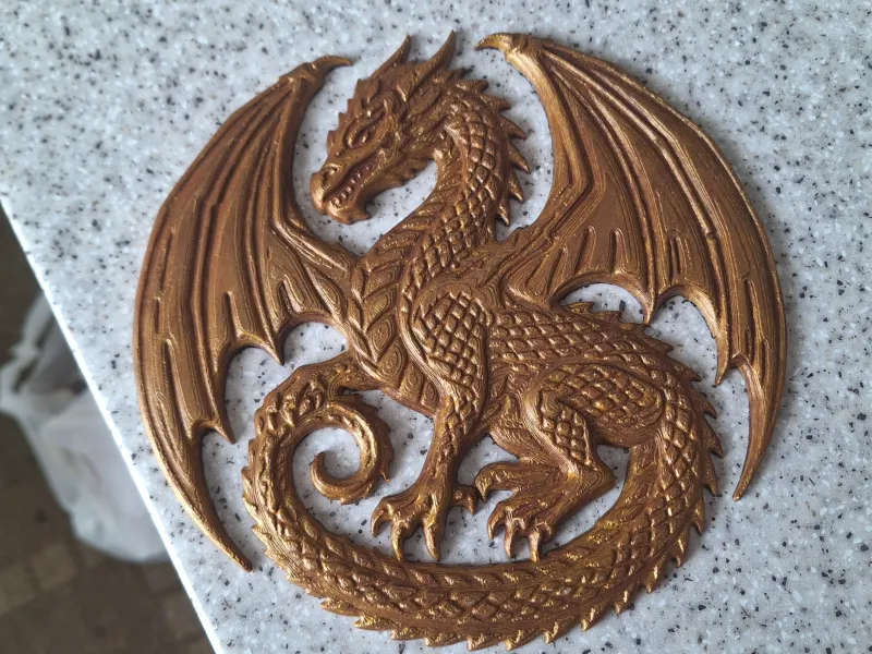 Dragon 3D wall art - circular plaque / medallion