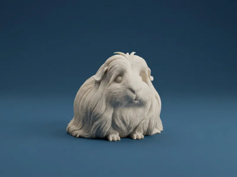 Modelo 3D de Estatueta de Porquinho-da-índia de Pelos Longos