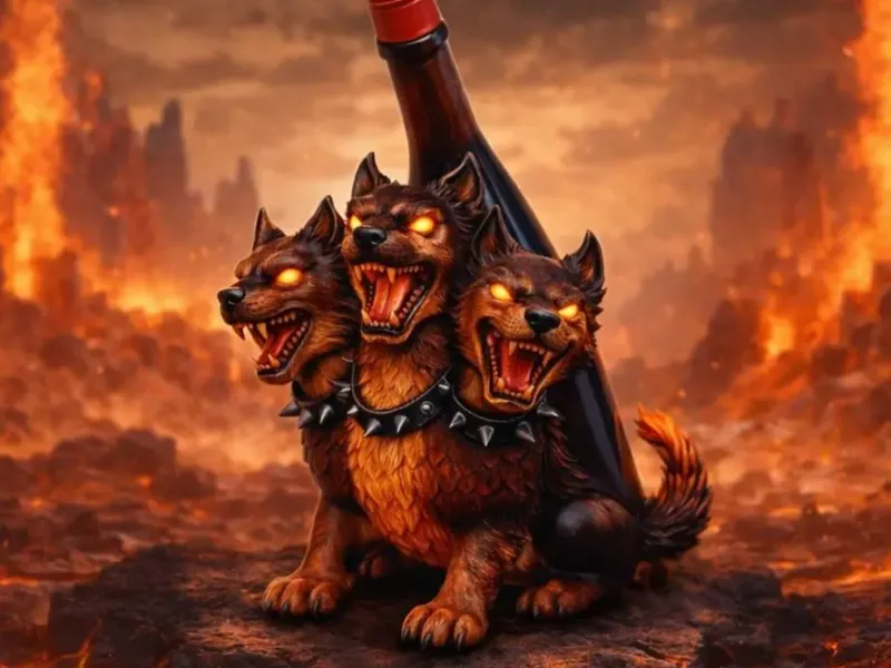 Cerberus wine bottle stand