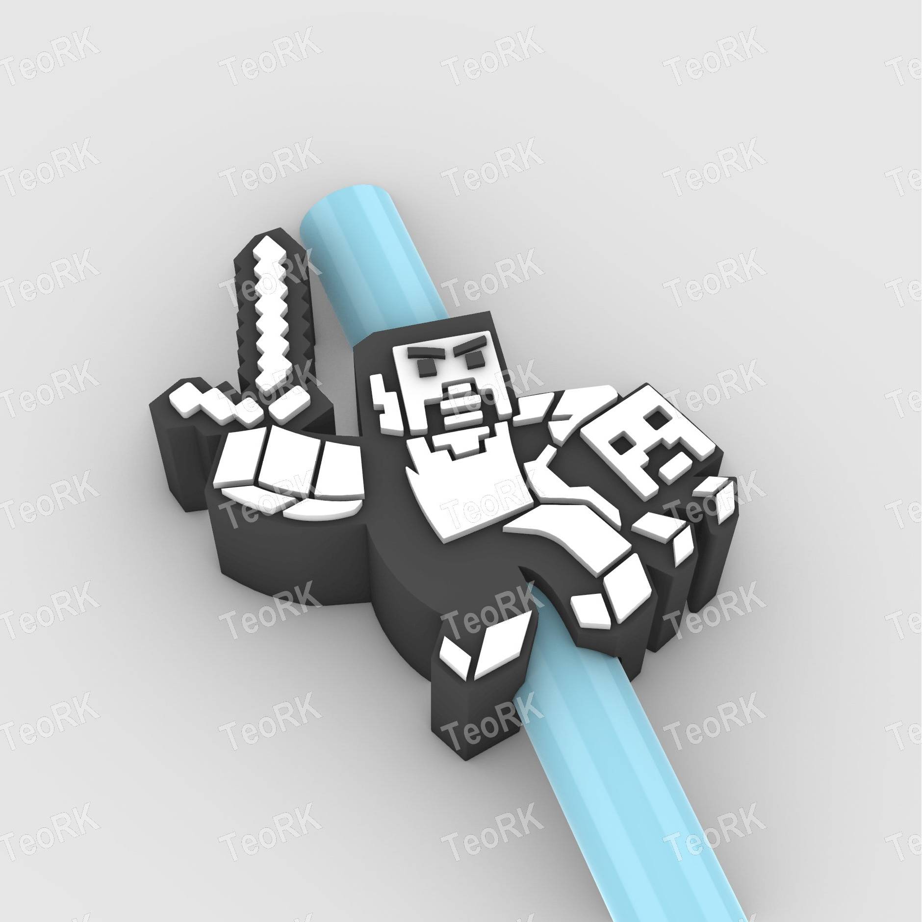 Straw Topper MINECRAFT STEVE WITH HIS DOG