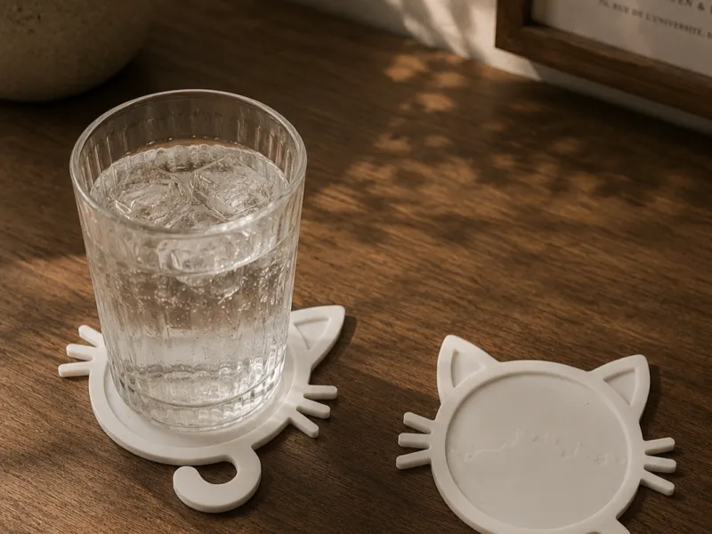 Sottobicchiere con simpatico muso di gatto - Sottobicchiere per bevande a tema gattino per la casa