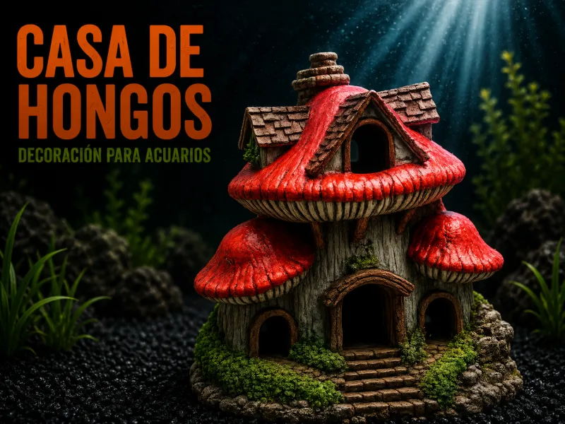 Enchanted Mushroom House Aquarium Decoration