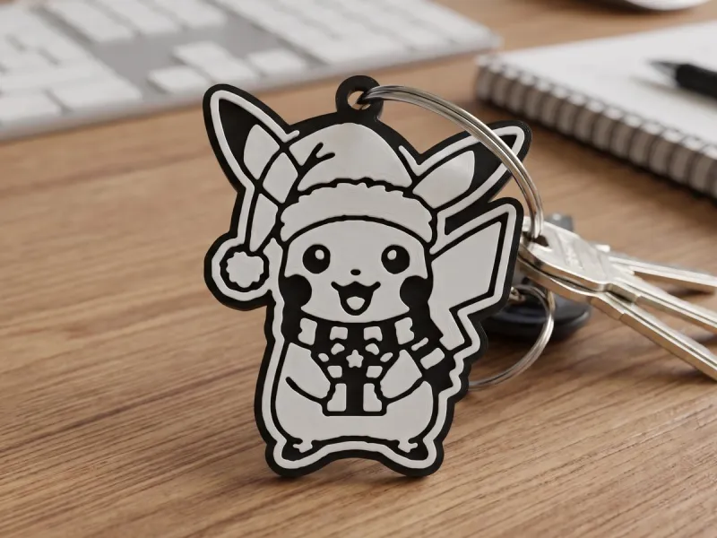 Pikachu Christmas Keychain - Santa Hat, 2 Colours, No AMS