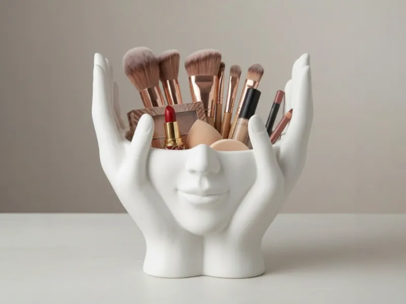 Organisateur de Maquillage et de Pinceaux – Minimaliste Visage