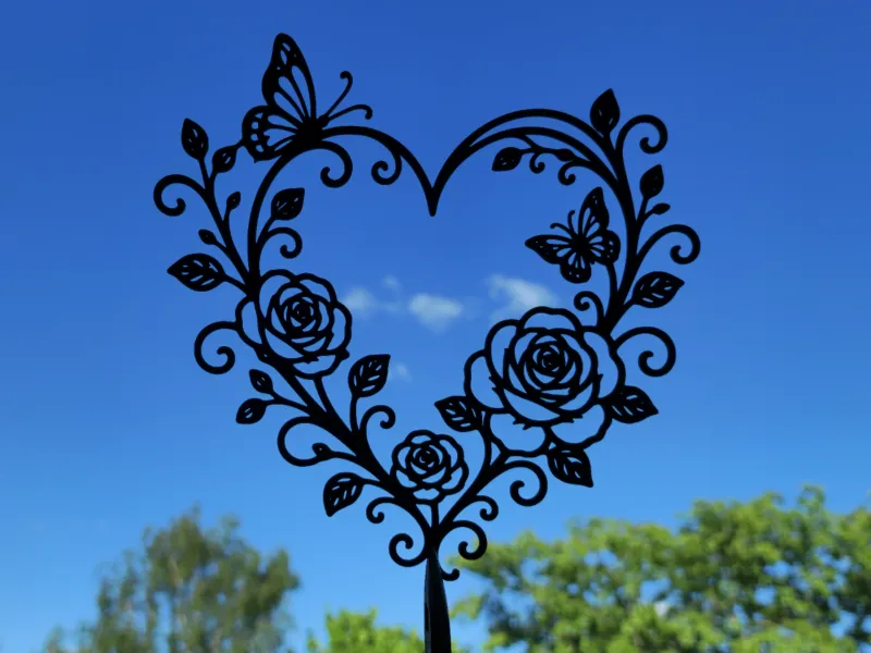 Floral Heart Butterfly 2D Wall Art