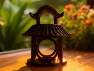 禅意小巧国风小楼摆件