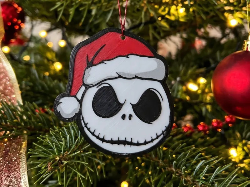 Spooky Skeleton Santa Ornament – Multicolor, No Supports