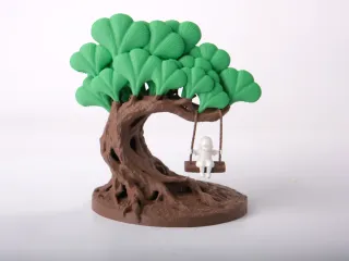 Whimsical Tree Swing Statue Enchanted Forest Sculpture