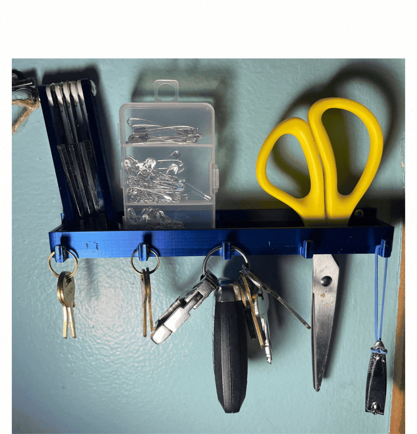 Key hanger, shelf, tray