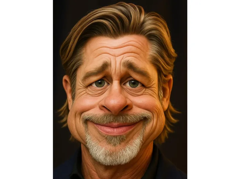 Photorealistic Caricatured Brad Pitt 3D Bust
