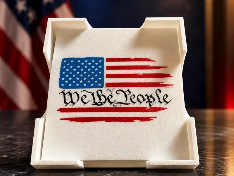 Quadratische Untersetzer mit amerikanischer Flagge und 'We The People' inkl. Halter