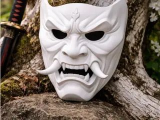 Oni Warrior Wall Mask – 3D Printed Display Piece