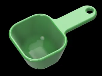 Dishwasher powder measuring cup
