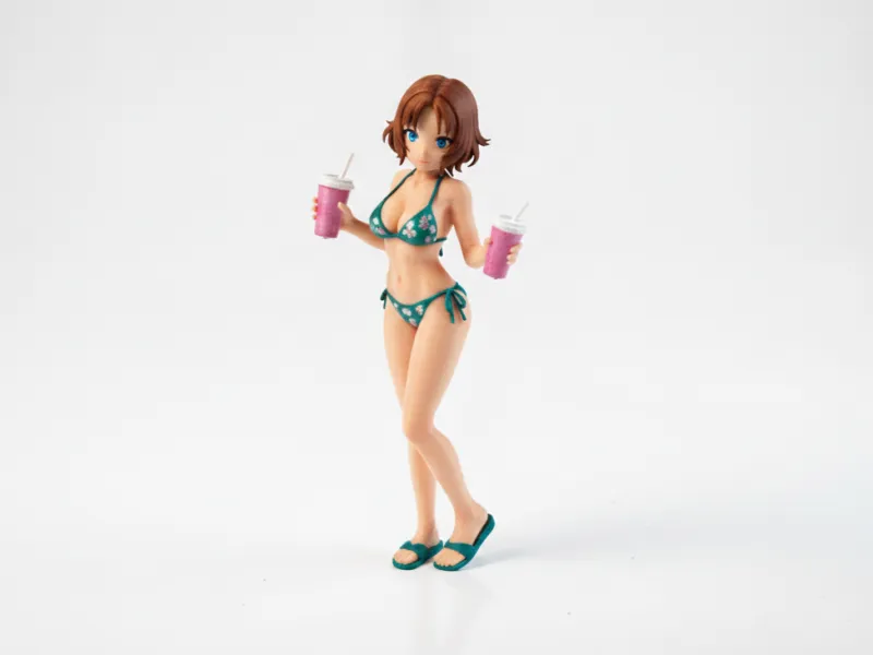 Figurine Femme avec Boissons Statue Féminine Imprimable en 3D