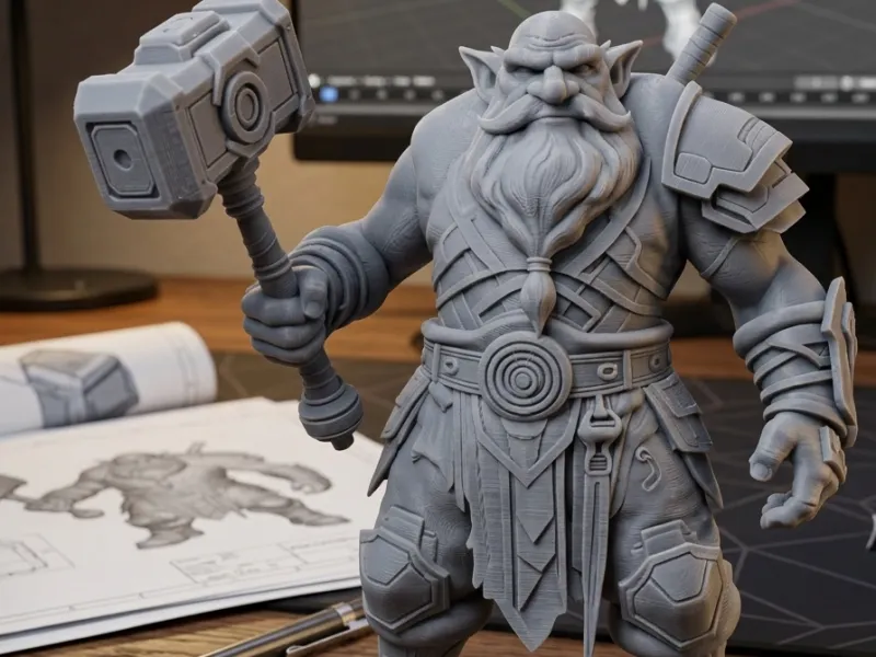 dwarf warrior from the future with a hammer