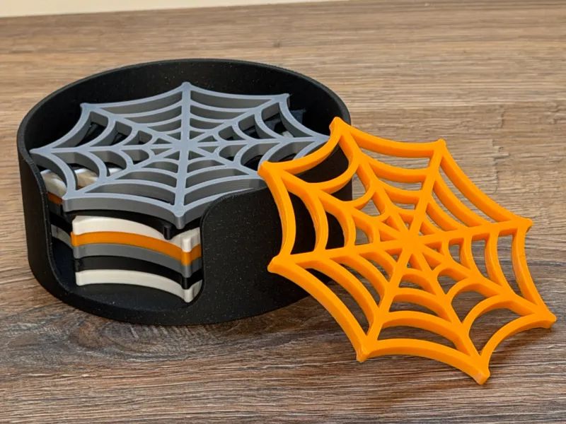 🕸️ Spinnennetz Halloween-Untersetzer mit Halter